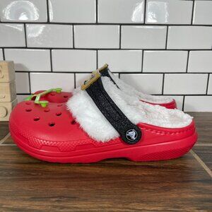 CROCS Classic Lined Santa Clog Shoes Womens Size 9 Red Christmas Slip On NEW
